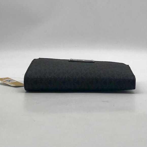 Michael Kors Black Signature Canvas and Leather Double Zipper Wallet Wristlet - Picture 5 of 11